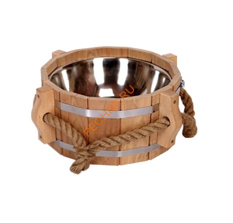 Шайка 5л Дуб нержавеющая вставка, ручка канат