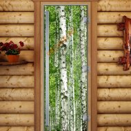 Дверь стеклянная DoorWood «Престиж», 800х2000мм, с фотопечатью «Березовая роща»