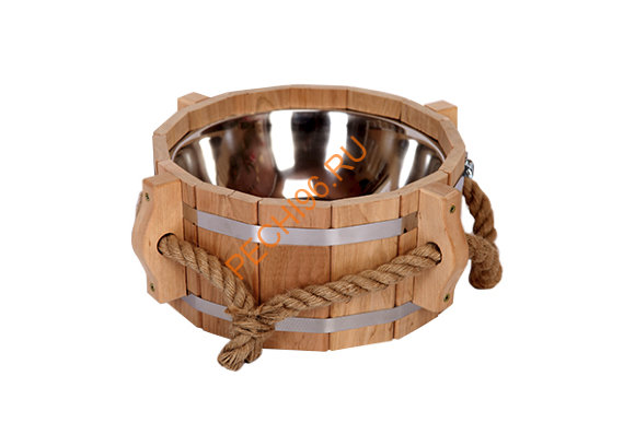 Шайка 5л Ольха нержавеющая вставка, ручка канат