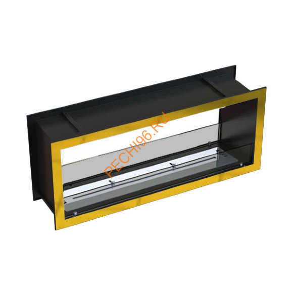 Биокамин сквозной 1300х500х300 мм, стекло тонированное, рамки латунь