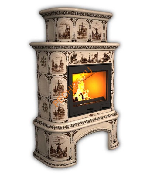 Печь-камин КимрПечь Прованс центральный двухъярусный Голландия с дровником