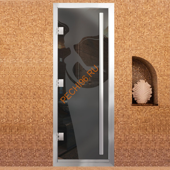 Дверь в хамам стеклянная Арта Премьер Арт 60G Богиня, коробка алюминий с порогом
