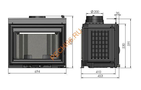 Дровяной камин CHAZELLES Rochette с топкой С700L Дровяной камин CHAZELLES Rochette с топкой С700L