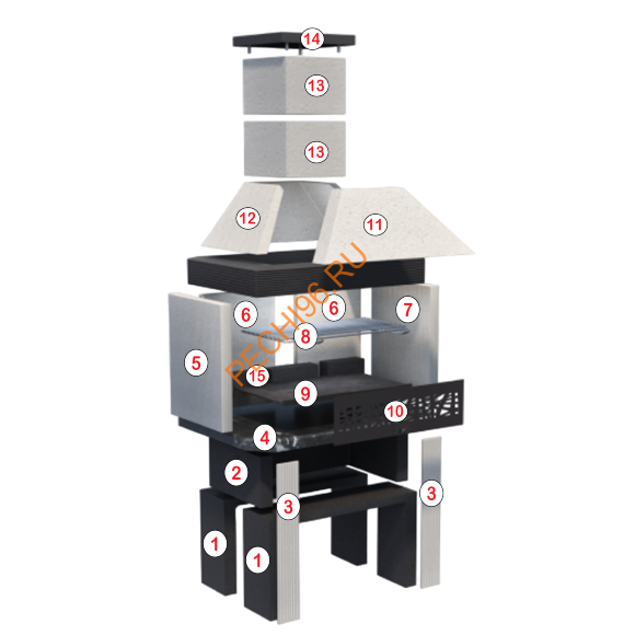 Печь-барбекю Принц белый