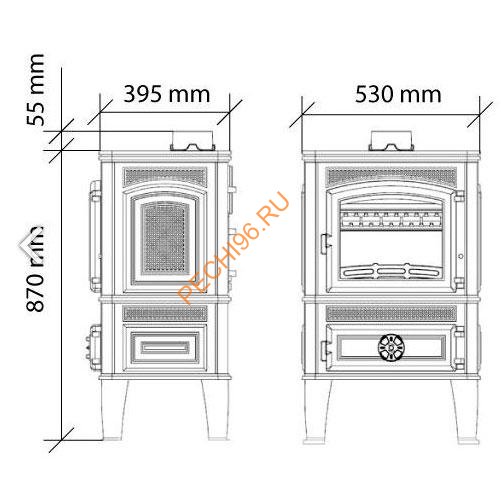 Печь-камин Ferguss Magma Cook с варочной плитой чугун