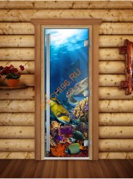 Дверь стеклянная DoorWood «Престиж», 800х2000мм, с фотопечатью «Голубая лагуна» Дверь стеклянная DoorWood «Престиж», 800х2000мм, с фотопечатью «Голубая лагуна»