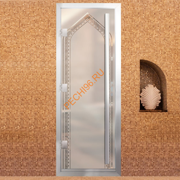 Дверь в хамам стеклянная Арта Премьер Арт 60G Арка, коробка алюминий с порогом