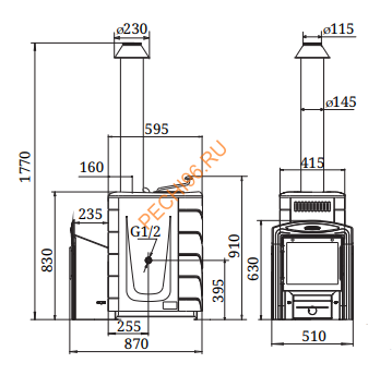 Печь банная ТМФ Скоропарка 2017 Inox Витра Б антрацит