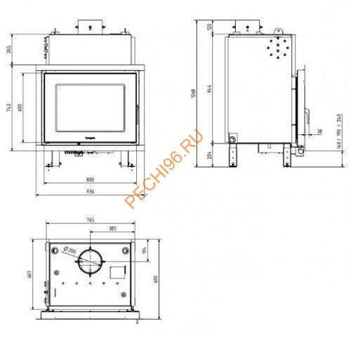 Каминная топка Hergom DERO, с водяным контуром Каминная топка Hergom DERO, с водяным контуром