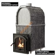 Печь банная Калита Арочная ПРО Панорама чугунная, cерпентинит Бархат