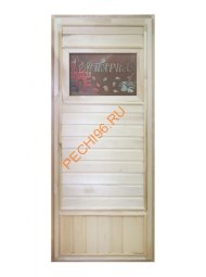 Дверь DoorWood вагонка Эконом со стеклом Банька, 1850х750 мм Дверь DoorWood вагонка Эконом со стеклом Банька, 1850х750 мм