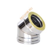 Сэндвич-отвод 45° ТиС Стандарт, нержавейка AISI 304/304, D130/230 мм