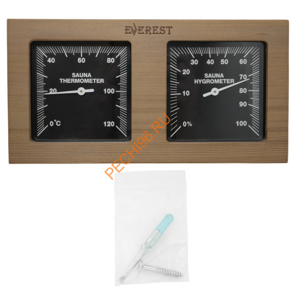 Термогигрометр EVEREST горизонталь Black, кедр (TG-02)