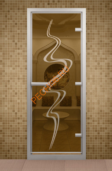 Дверь стеклянная ALDO «Торнадо» коробка алюминий с порогом