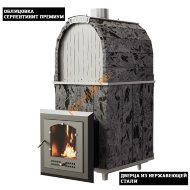 Печь банная Калита Арочная ПРО Панорама нержавеющая сталь, cерпентинит Премиум