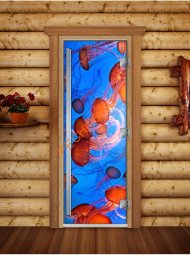 Дверь стеклянная DoorWood «Престиж», 800х2000мм, с фотопечатью «Медузы» Дверь стеклянная DoorWood «Престиж», 800х2000мм, с фотопечатью «Медузы»