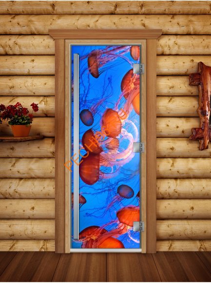 Дверь стеклянная DoorWood «Престиж», 700х1900мм, с фотопечатью «Медузы» 
