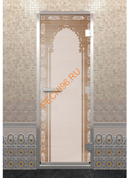 Дверь стеклянная DoorWood Хамам «Восточная арка» сатин, 1900х700 мм Дверь стеклянная DoorWood Хамам «Восточная арка» сатин, 1900х700 мм