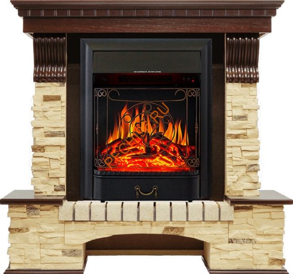 Электрокамин Royal Flame Pierre Luxe темный дуб/сланец с очагом Majestic FX