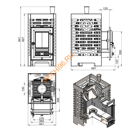 Печь банная Aston Шторм 20 чугун
