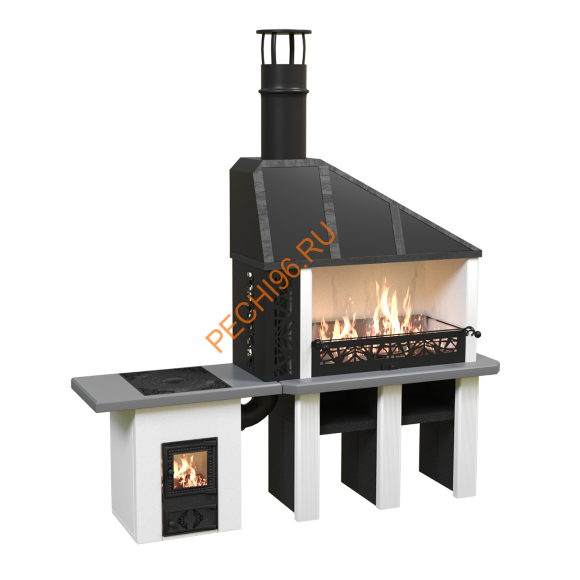 Печь-барбекю Царь-печь объединенная белая