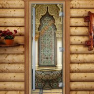Дверь стеклянная DoorWood «Престиж», 700х1900мм, с фотопечатью «Арабская арка»