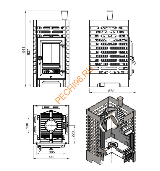 Печь банная Aston Шторм 20 чугун б/в