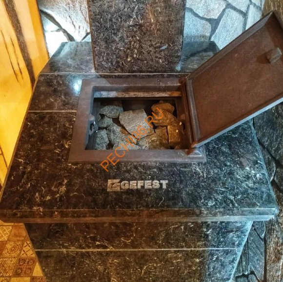 Печь банная Гефест GFS ЗК 18М в облицовке Президент 850/50 Пироксенит