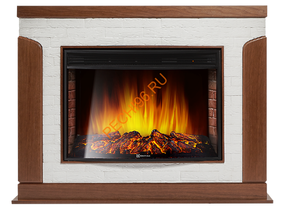 Электрокамин Electrolux Sphere Plus EFP/P-3320RLS с порталом Firelight Prestigio 30, камень белый