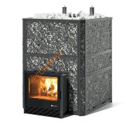 Печь банная ИзиСтим Ялта 80 К Хохлома черная