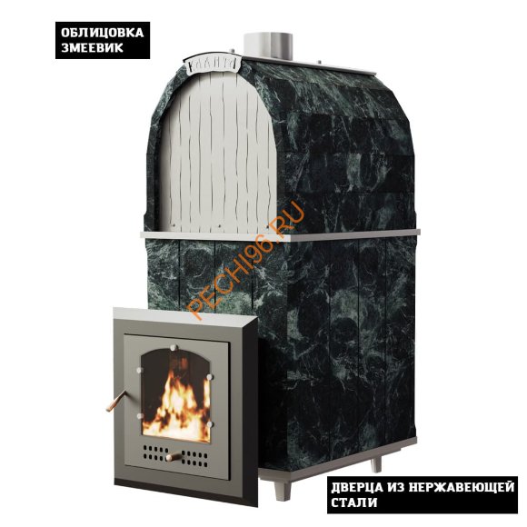 Печь банная Калита Арочная Pro Панорама нержавеющая сталь, змеевик