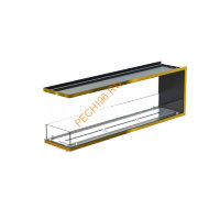 Торцевой биокамин 1800х500х300 мм, стекло, рамка латунь