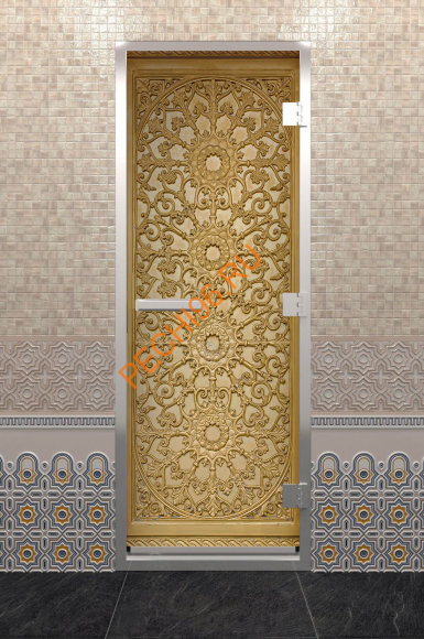 Дверь стеклянная DoorWood Хамам с фотопечатью «Ажур», 1900х700 мм