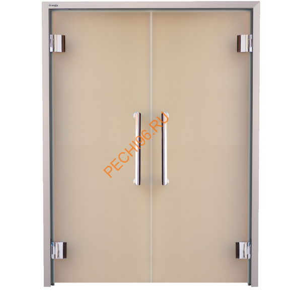 Двери стеклянные двустворчатые Grandis GS 15х19-M-Н-Br