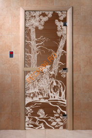 Дверь стеклянная DoorWood «Мишки в лесу бронза», 1900х700 мм Дверь стеклянная DoorWood «Мишки в лесу бронза», 1900х700 мм