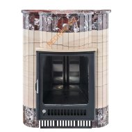 Портал для банной печи Ферингер Оптима ПФ Окаменевшее дерево перенесённый рисунок+Россо Леванте