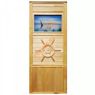 Дверь DoorWood «Штурвал со стеклом Парусник», 1850х750 мм Дверь DoorWood «Штурвал со стеклом Парусник», 1850х750 мм