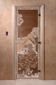 Дверь стеклянная DoorWood «Банька в лесу бронза», 1900х800 мм Дверь стеклянная DoorWood «Банька в лесу бронза», 1900х800 мм
