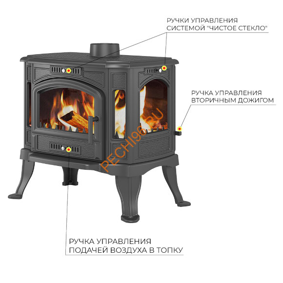 Печь-камин Везувий KZ-14Р, Антрацит Печь-камин Везувий KZ-14Р, Антрацит