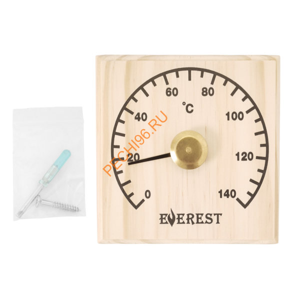 Термометр EVEREST квадратный, сосна (TG-37)