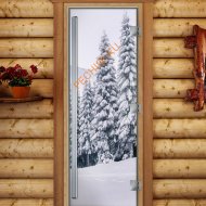 Дверь стеклянная DoorWood «Престиж», 800х2000мм, с фотопечатью «Сибирь»
