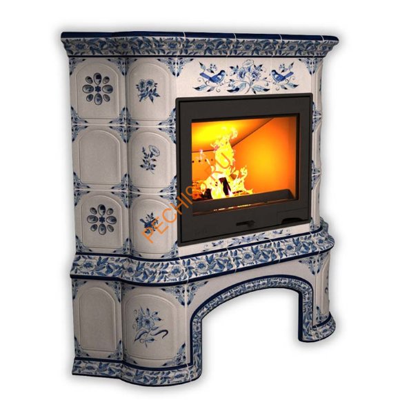 Печь-камин КимрПечь Прованс угловой Дельфт с дровником Печь-камин КимрПечь Прованс угловой Дельфт с дровником