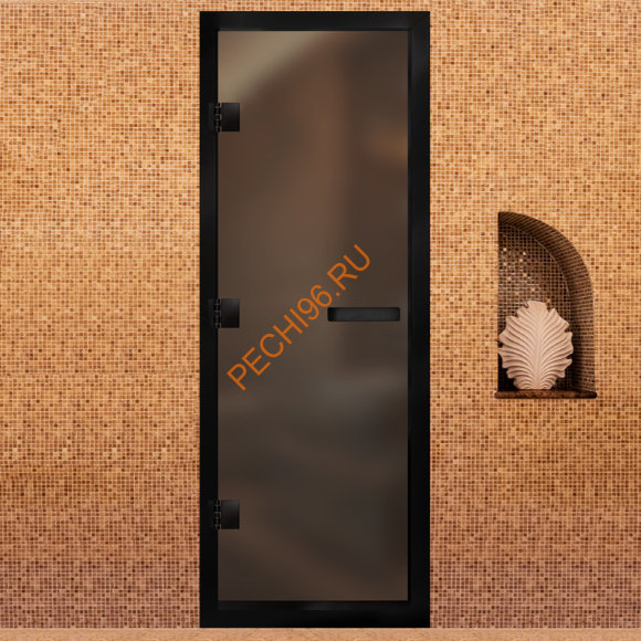 Дверь в хамам стеклянная Арта Престиж 60G Бронза матовая, коробка черная алюминий с порогом Дверь в хамам стеклянная Арта Престиж 60G Бронза матовая, коробка черная алюминий с порогом