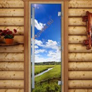 Дверь стеклянная DoorWood «Престиж», 800х2000мм, с фотопечатью «Родные просторы»