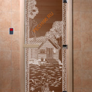 Дверь стеклянная DoorWood «Банька в лесу бронза», 2000х800 мм