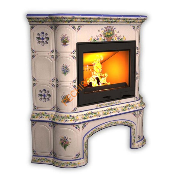 Печь-камин КимрПечь Прованс угловой Луг с дровником