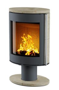 Печь-камин АСТОВ OVAL 600 Крема беж, основание ноги, крышка