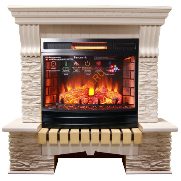 Электрокамин InterFlame Экстер Сланец с очагом Panoramic 25 LED FX QZ