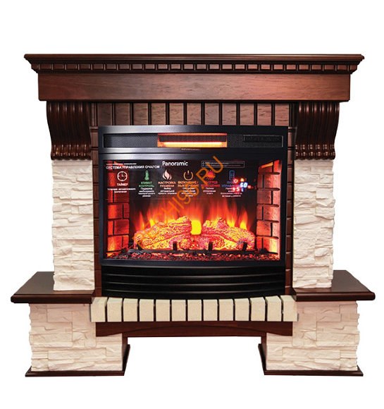Электрокамин InterFlame Экстер Сланец с очагом Panoramic 25 LED FX QZ