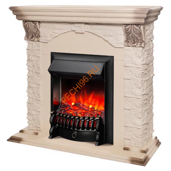 Электрокамин RealFlame Dublin LUX WT с очагом Fobos Lux BL Электрокамин RealFlame Dublin LUX WT с очагом Fobos Lux BL